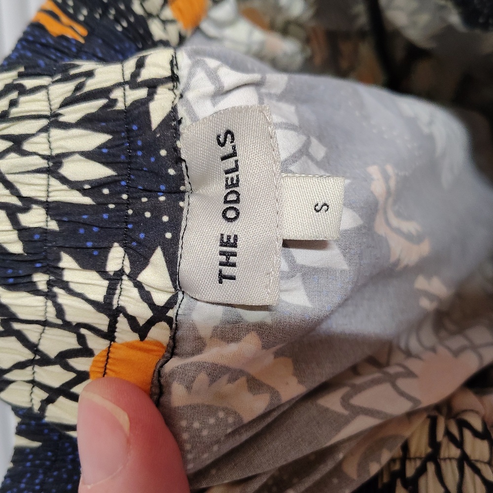 The Odells Anthropologie Floral Black and Orange Women's Maxi Skirt - Picture 3 of 5